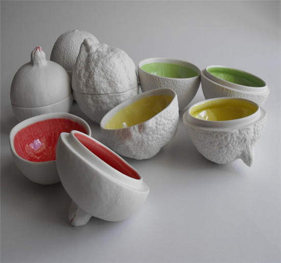 双色水果形状陶瓷碗